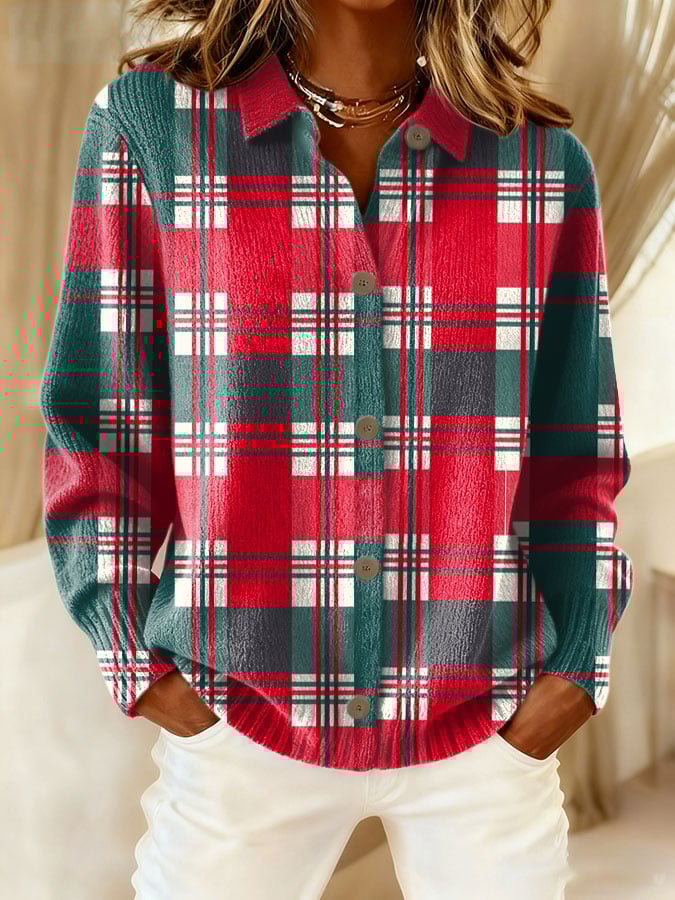 Women's Casual Christmas Print Knitted Cardigan